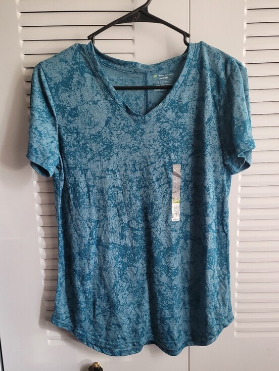 tek gear Tops - tek gear Teal Marble-Print V-Neck Short Sleeve Tee